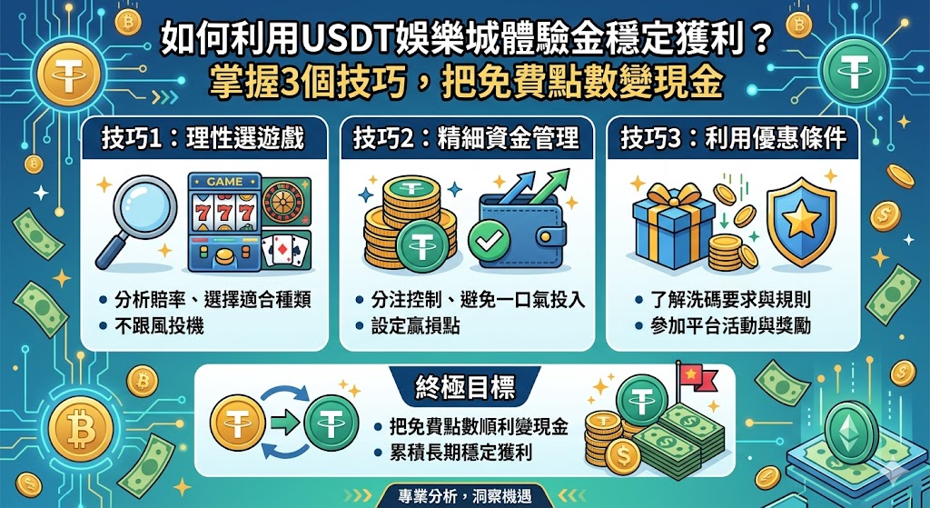 如何利用usdt娛樂城體驗金穩定獲利？掌握3個技巧，把免費點數變現金